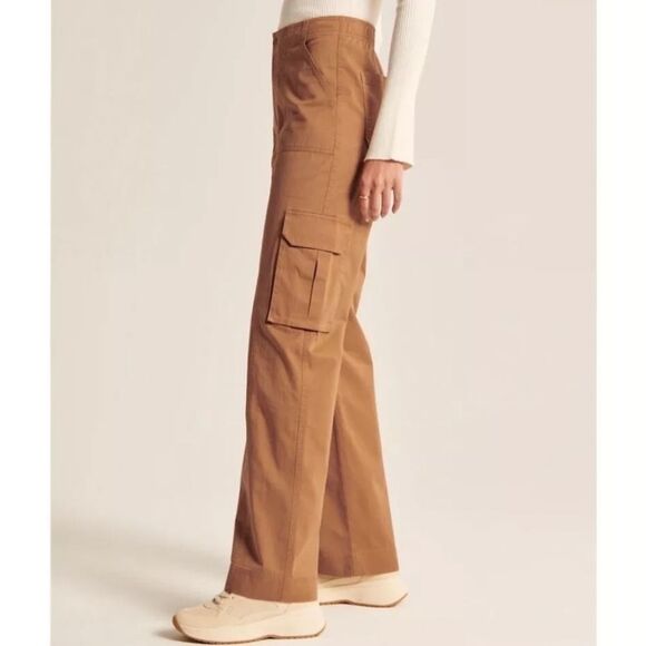Abercrombie & Fitch Relaxed Cargo Pant 100% Cotton Brown Size 14 32 Waist - Picture 15 of 16